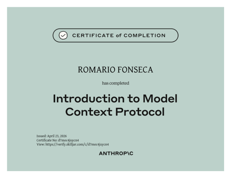 Anthropic certificate of completion, Introduction to Model Context Protocol