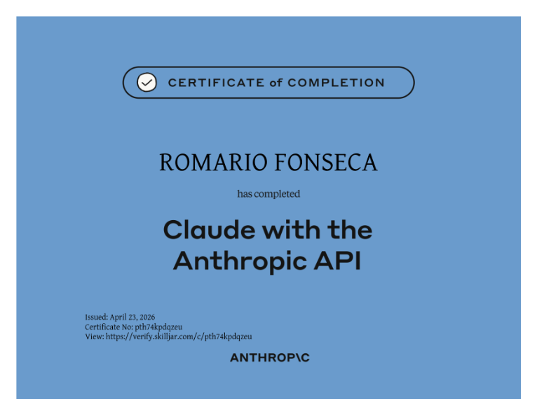 Anthropic certificate of completion, Claude with the Anthropic API